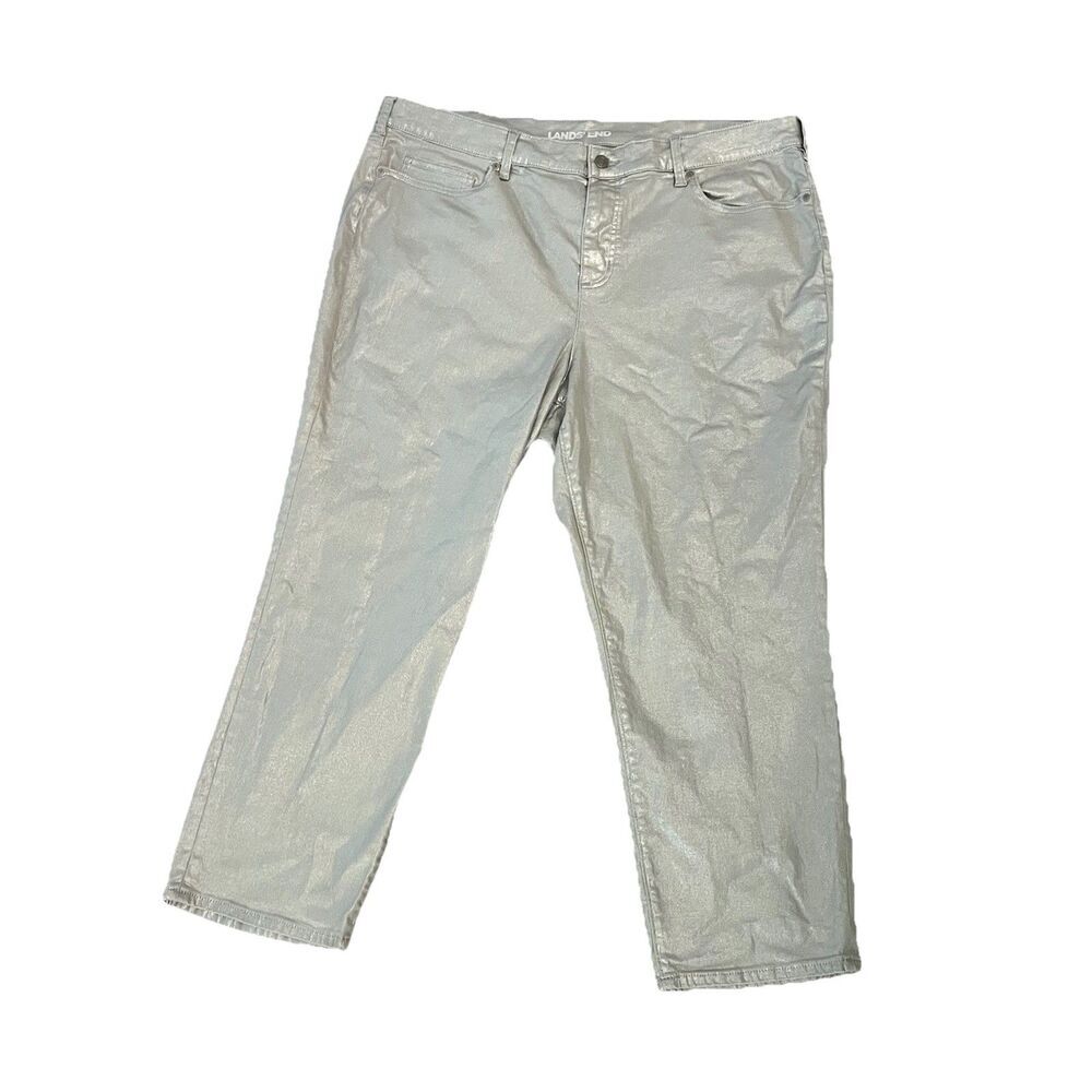 Land’s End Women’s Jeans Pants 22W Shimmer High Rise Slim Ankle Metallic
